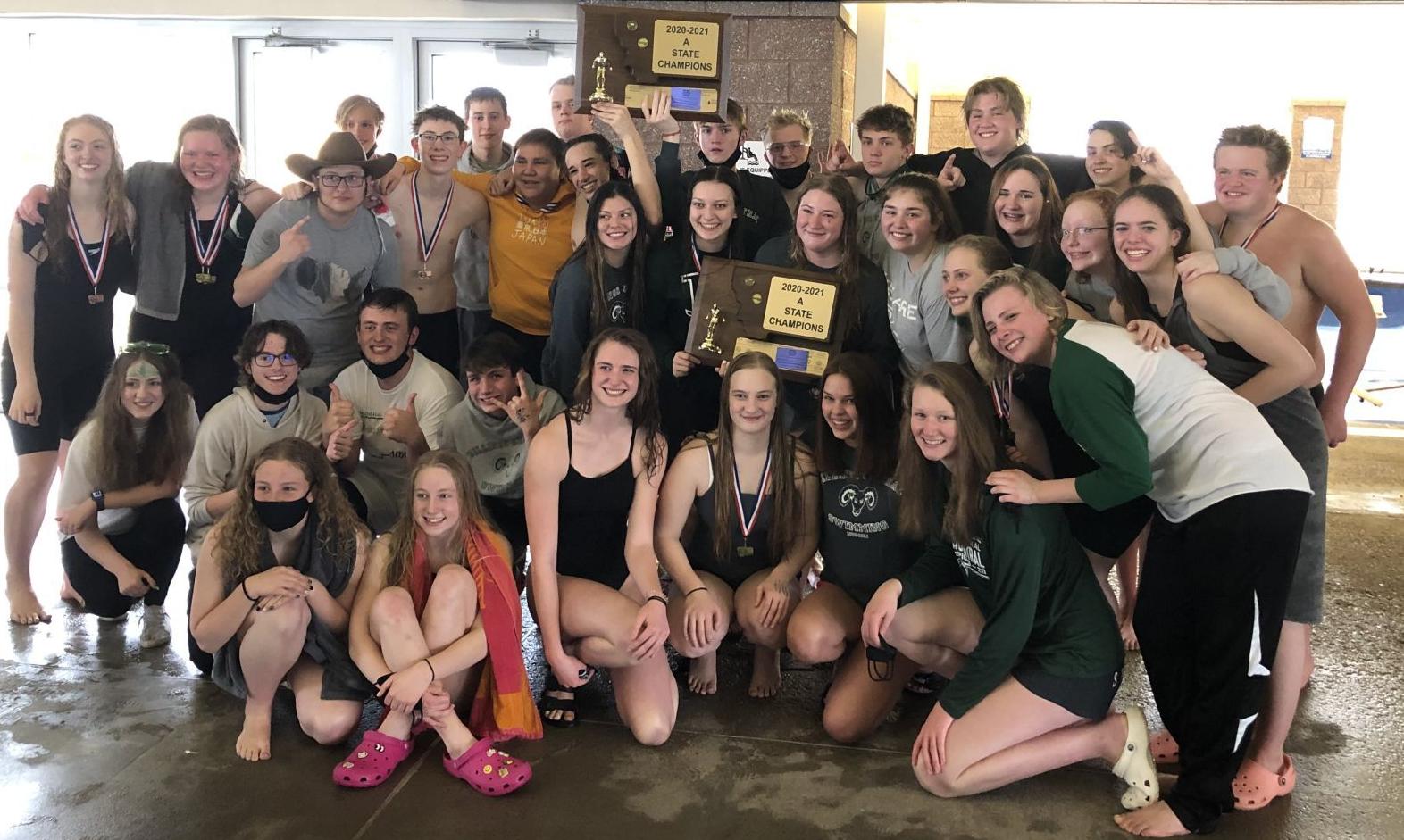 2021 Class A-B swimming state champions - Billings Central Rams